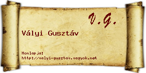 Vályi Gusztáv névjegykártya